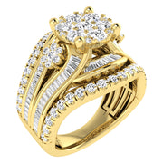 Diamond 2 Ct.Tw. Cluster Engagement Ring in 14K Yellow Gold