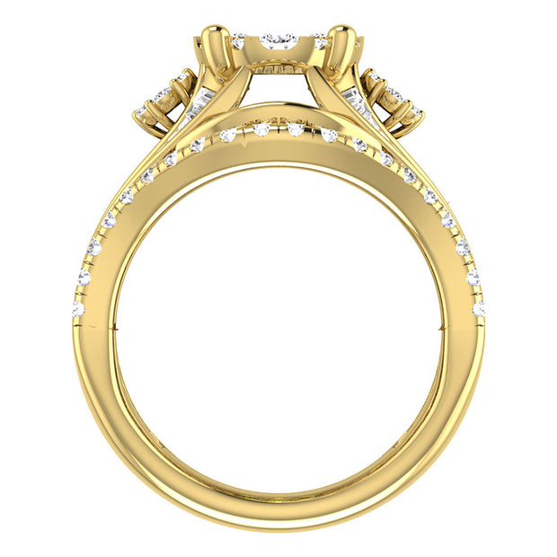 Diamond 2 Ct.Tw. Cluster Engagement Ring in 14K Yellow Gold