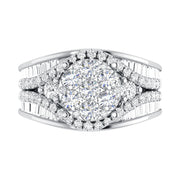 Diamond 2 Ct.Tw. Cluster Engagement Ring in 14K White Gold