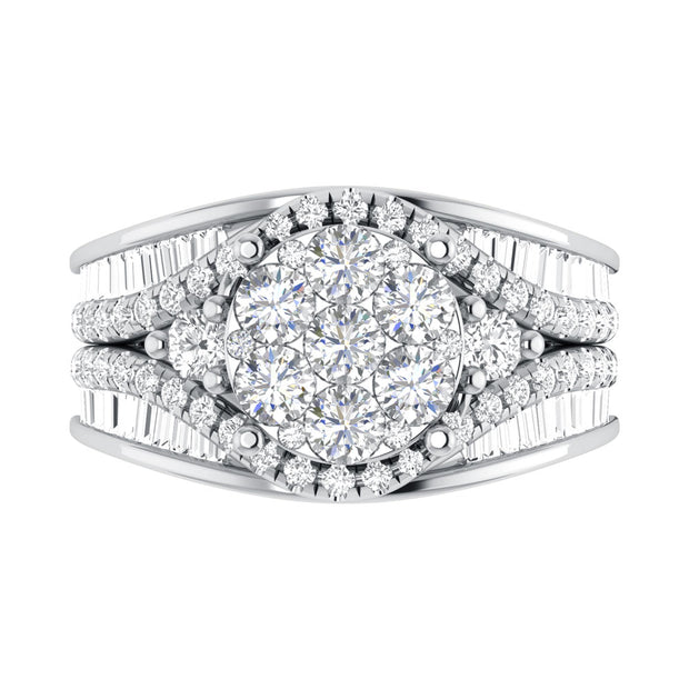 Diamond 2 Ct.Tw. Cluster Engagement Ring in 14K White Gold