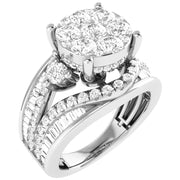 Diamond 2 Ct.Tw. Cluster Engagement Ring in 14K White Gold