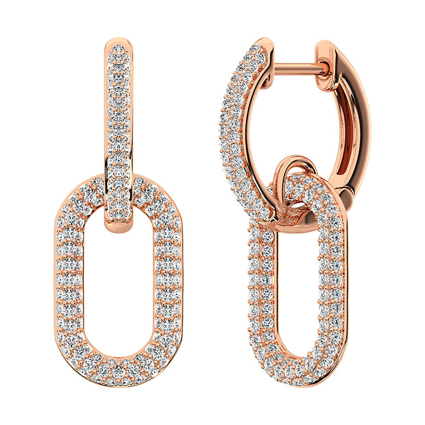 14K Rose Gold 1 Ct.Tw. Diamond Hoop Earrings