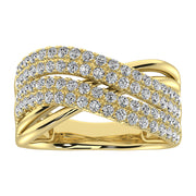 14K Yellow Gold 1 Ct.Tw. Diamond Crossover Ring