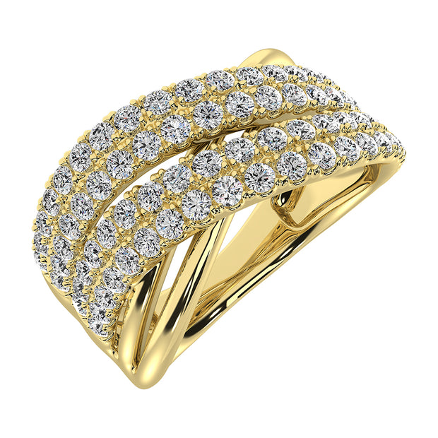 14K Yellow Gold 1 Ct.Tw. Diamond Crossover Ring