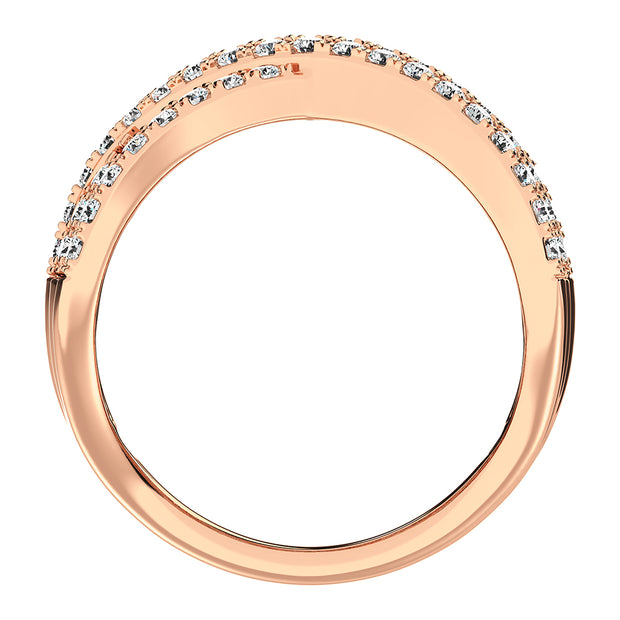 14K Rose Gold 1 1/2 Ct.Tw. Diamond Round and Baguette Crossover Ring