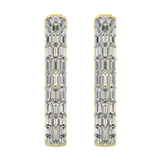 14K Yellow Gold 1 Ct.Tw. Diamond Baguette Set Hoop Earrings