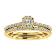 Emerald and Round Diamond 3/8 Ct.Tw. Bridal Ring in 10K Yellow Gold
