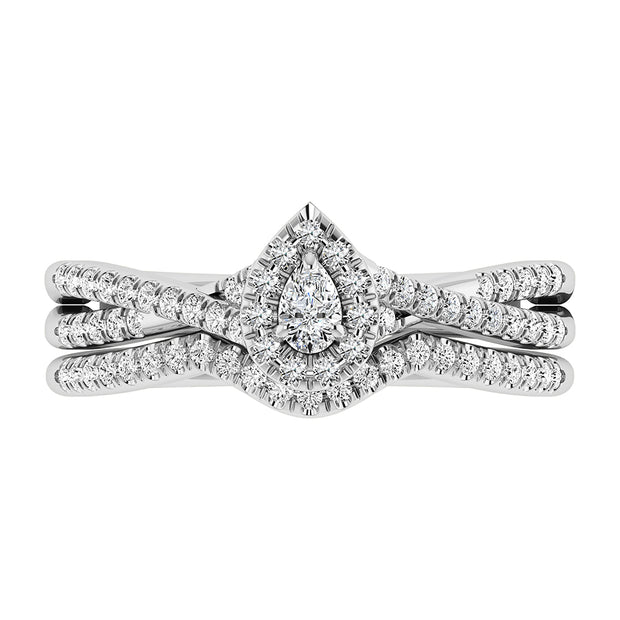 Pear and Round Diamond 1/2 Ct.Tw. Bridal Ring in 10K White Gold