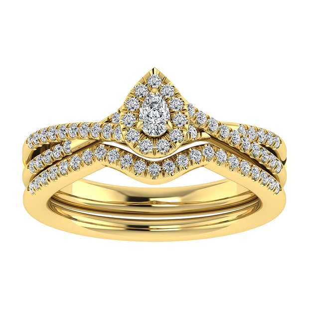 Pear and Round Diamond 1/2 Ct.Tw. Bridal Ring in 10K Yellow Gold
