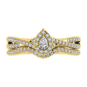 Pear and Round Diamond 1/2 Ct.Tw. Bridal Ring in 10K Yellow Gold