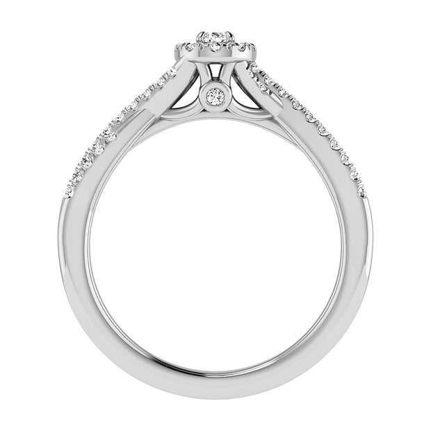 Oval and Round Diamond 1/2 Ct.Tw. Bridal Ring in 10K White Gold