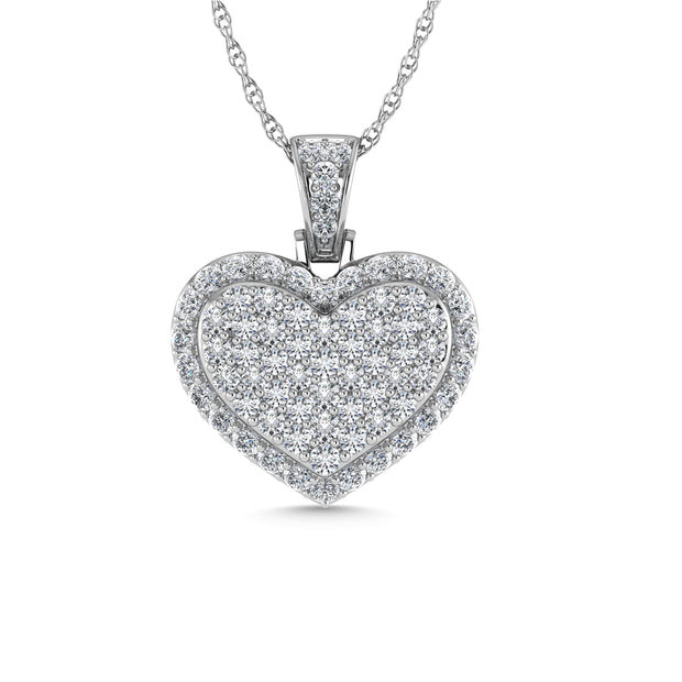 Diamond 1 Ct.Tw. Heart Pendants in 10K White Gold