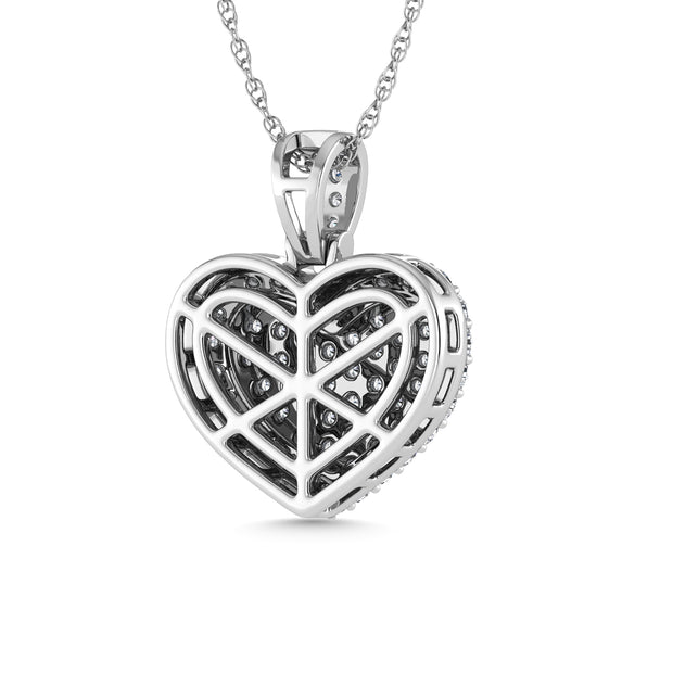 Diamond 1 Ct.Tw. Heart Pendants in 10K White Gold