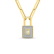 Diamond 1/5 Ct.Tw. Lock Pendant in 10K Yellow Gold