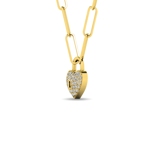 Diamond 1/8 Ct.Tw. Lock Pendant in 10K Yellow Gold