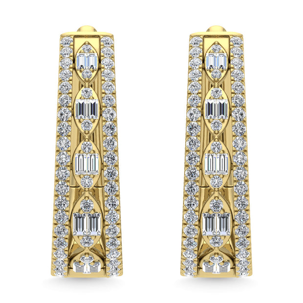 Diamond 1 Ct.Tw. Hoop Earrings in 14K Yellow Gold