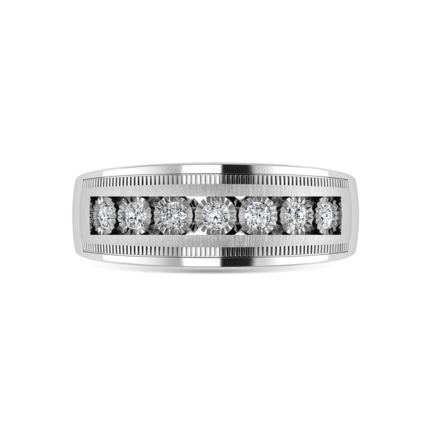 Diamond 1/4 Ct.Tw. Channel Set Mens Band in 10K White Gold