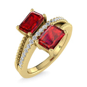 14K Yellow Gold Diamond and Ruby 1 3/8 Ct.Tw. Stackable Band