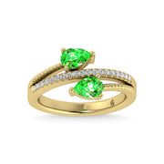 14K Yellow Gold Diamond  and Tsavorite 1 Ct.Tw. Stackable Band
