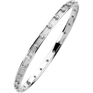 14K White 3/4 CTW Diamond Bangle Bracelet