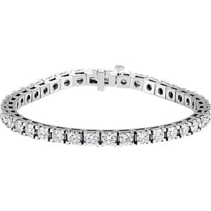 14K White 9 3/4 CTW Diamond Line 7.25" Bracelet