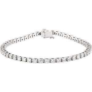 14K White 3 1/2 CTW Diamond Line 7.25" Bracelet