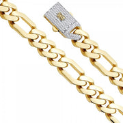 14K Gold 13.5 mm Hollow Figaro Chain