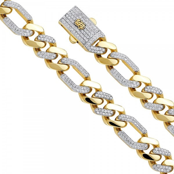 14K Gold 11.5 mm Hollow Figaro Chain