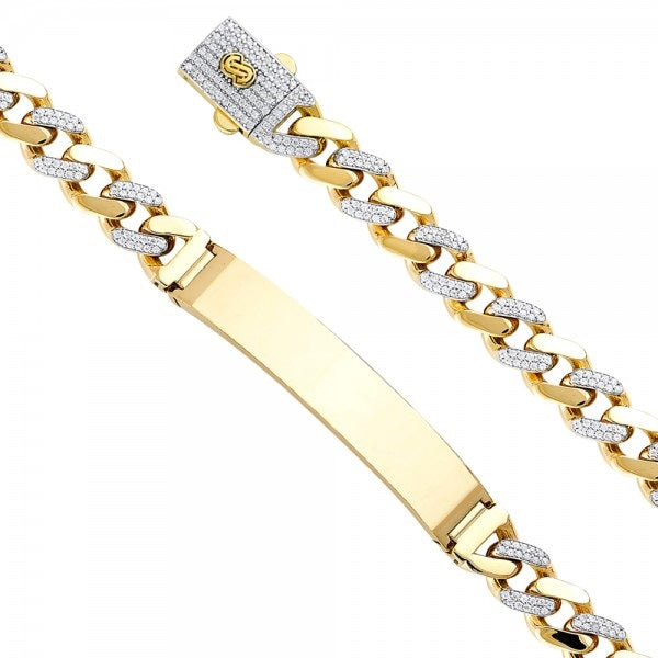 14K Gold ID Cuban Bracelet Hollow – Blanca's Jewelry