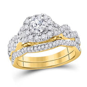 14K DIAMOND BRIDAL WEDDING RING SET 1 CTW (CERTIFIED)