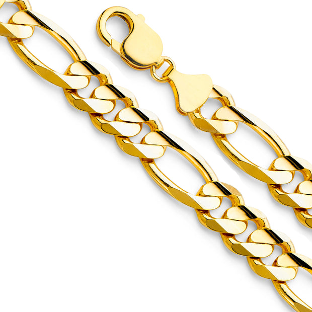 14K Gold 11.3mm Solid Figaro Chain