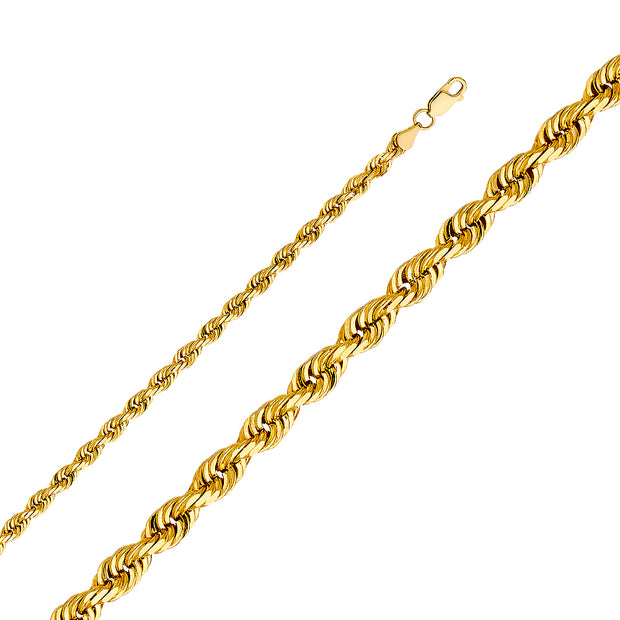 14K Gold 5mm Solid D.C.Rope Chain
