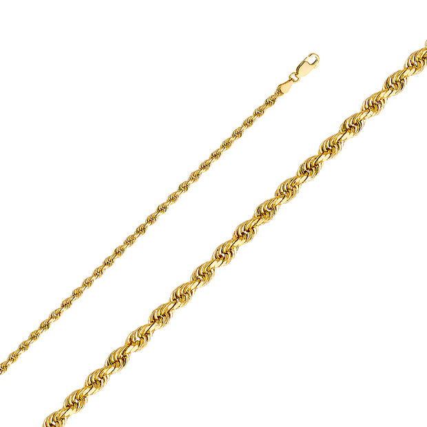 14K Gold 3mm Solid Rope Chain