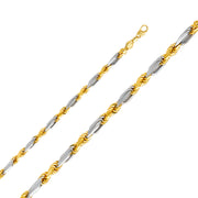 14K 6.5mm Solid Gold Figarope Chain