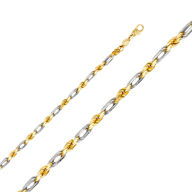 14K 5mm Solid Gold Figarope Chain