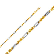 14K 3.5mm Solid Gold Figarope Chain
