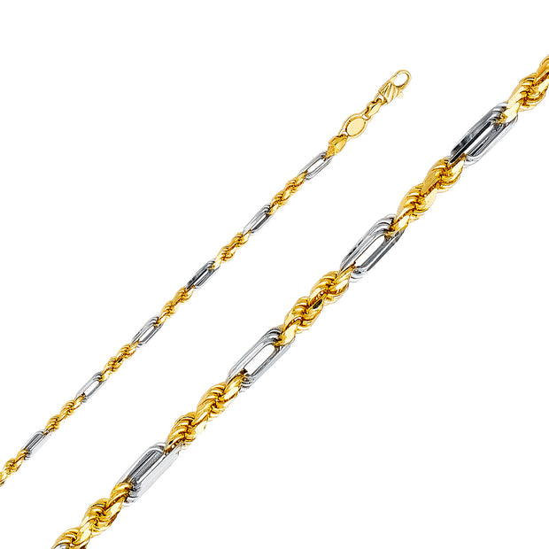 14K 3.5mm Solid Gold Figarope Chain