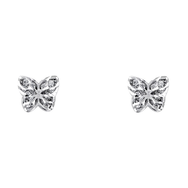 14KW CZ Butterfly Post Earrings