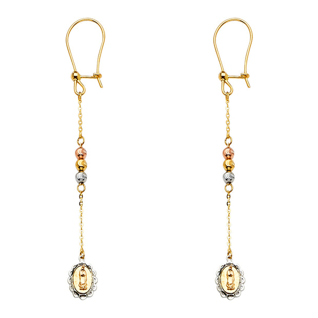 14K Our Lady of Guadalupe Hanging Earrings