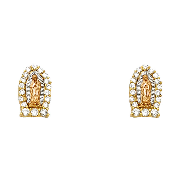 14K Our Lady of Guadalupe Earrings CZ