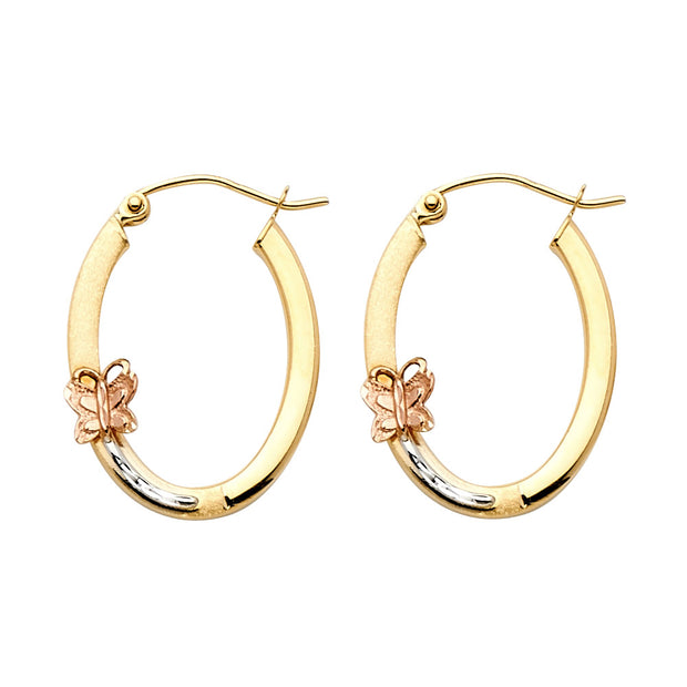 14K Hoop Earrings with Butterfly