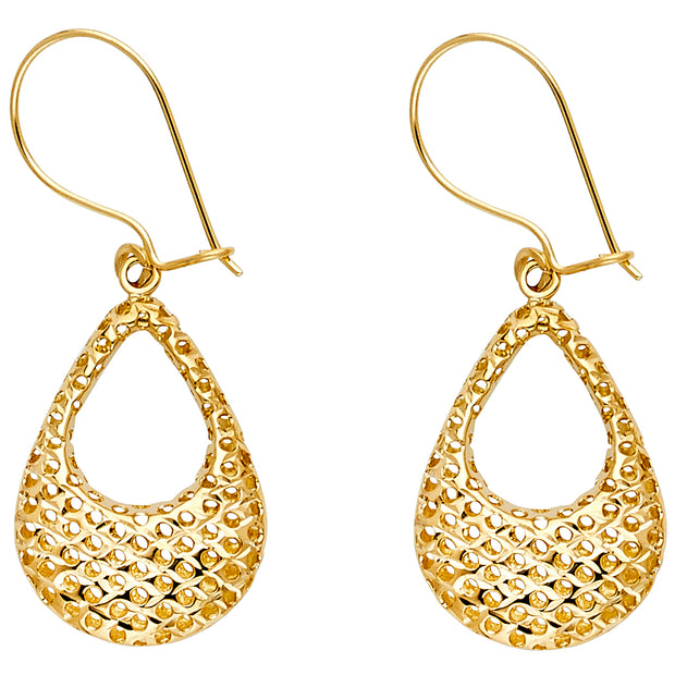 14KY Hollow Perforated Hanging Earrings