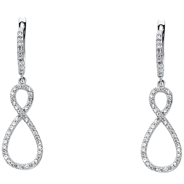 14KW CZ Infinity Hanging Earrings