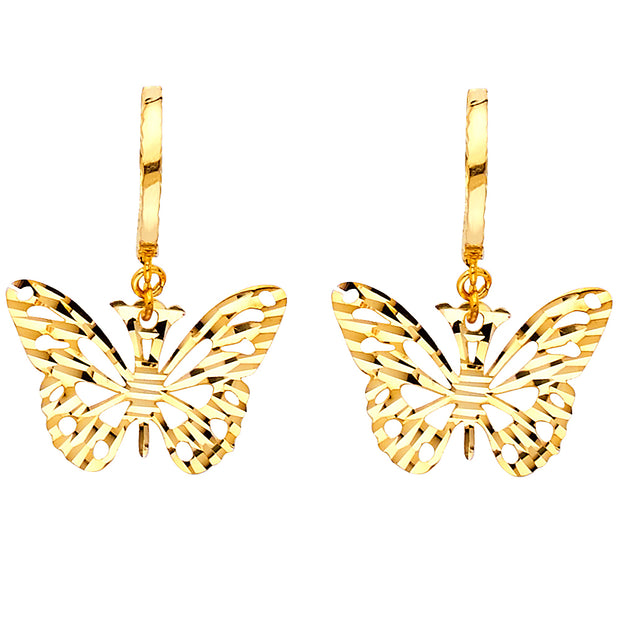 14KY DC Butterfly Hanging Earrings