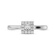 Diamond 3/8 Ct.Tw. Princess Center Halo Engagement Ring in 10K White Gold