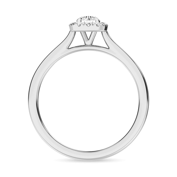 Diamond 3/8 Ct.Tw. Round Cushion Center Halo Engagement Ring in 10K White Gold