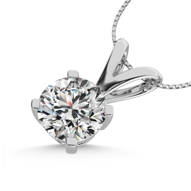 14K White Gold Lab Grown Diamond 1/4 Ct.Tw. Solitaire Pendant