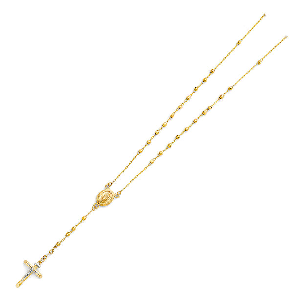 14K GOLD 3MM DISCO BALL ROSARY NECKLACE