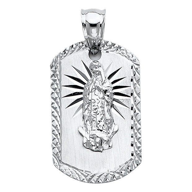 14K WHITE GOLD OUR LADY OF GUADALUPE PENDANT