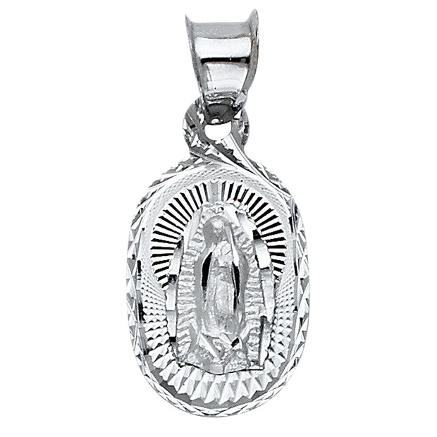 14K WHITE GOLD OUR LADY OF GUADALUPE PENDANT